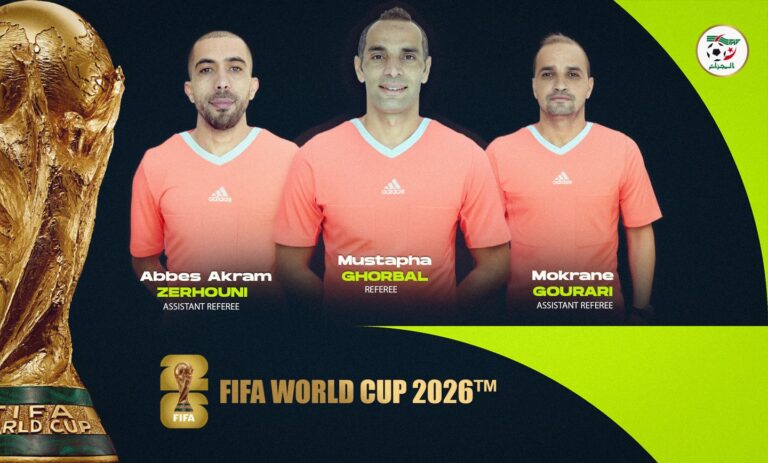 3 حكام جزائريين في مونديال 2026 والفيفا تستبعد عيسى سي وندالا أعلنت اللجنة المنظمة لكأس العالم 2026 عن القائمة النهائية لحكام البطولة، والتي ضمت ثلاثة حكام جزائريين وهم: مصطفى غربال، مقران ڨوراري، وعباس أكرم زرهوني، ليكونوا ممثلين الجزائر في إدارة مباريات البطولة الكبرى.
